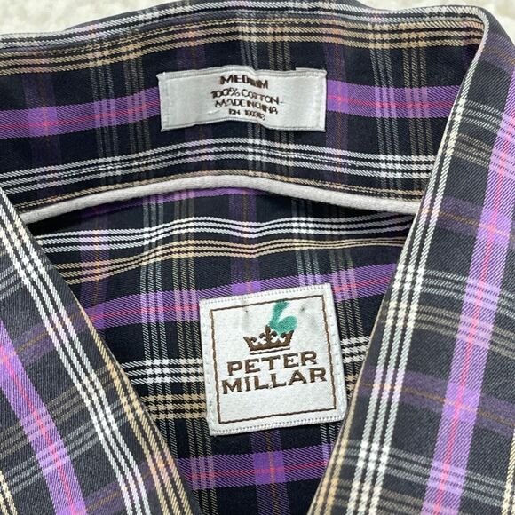 Peter Millar Shirt Medium Purple Plaid Button Down Ritz Carlton Bachelor Gulch - Picture 5 of 8